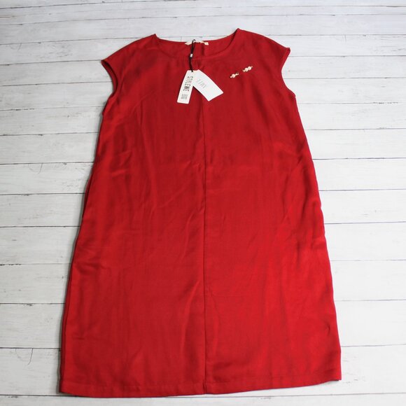AMII Stylewe Vintage Women's Sleeveless Red Midi Dress Size S 4-6 Pockets - Picture 1 of 6